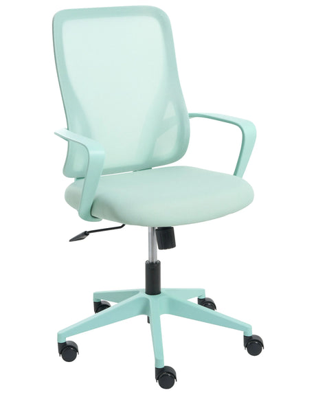 Office Chair Mint Green Fabric Mesh Upholstery Swivel Desk Computer Adjustable Seat Reclining Backrest Beliani