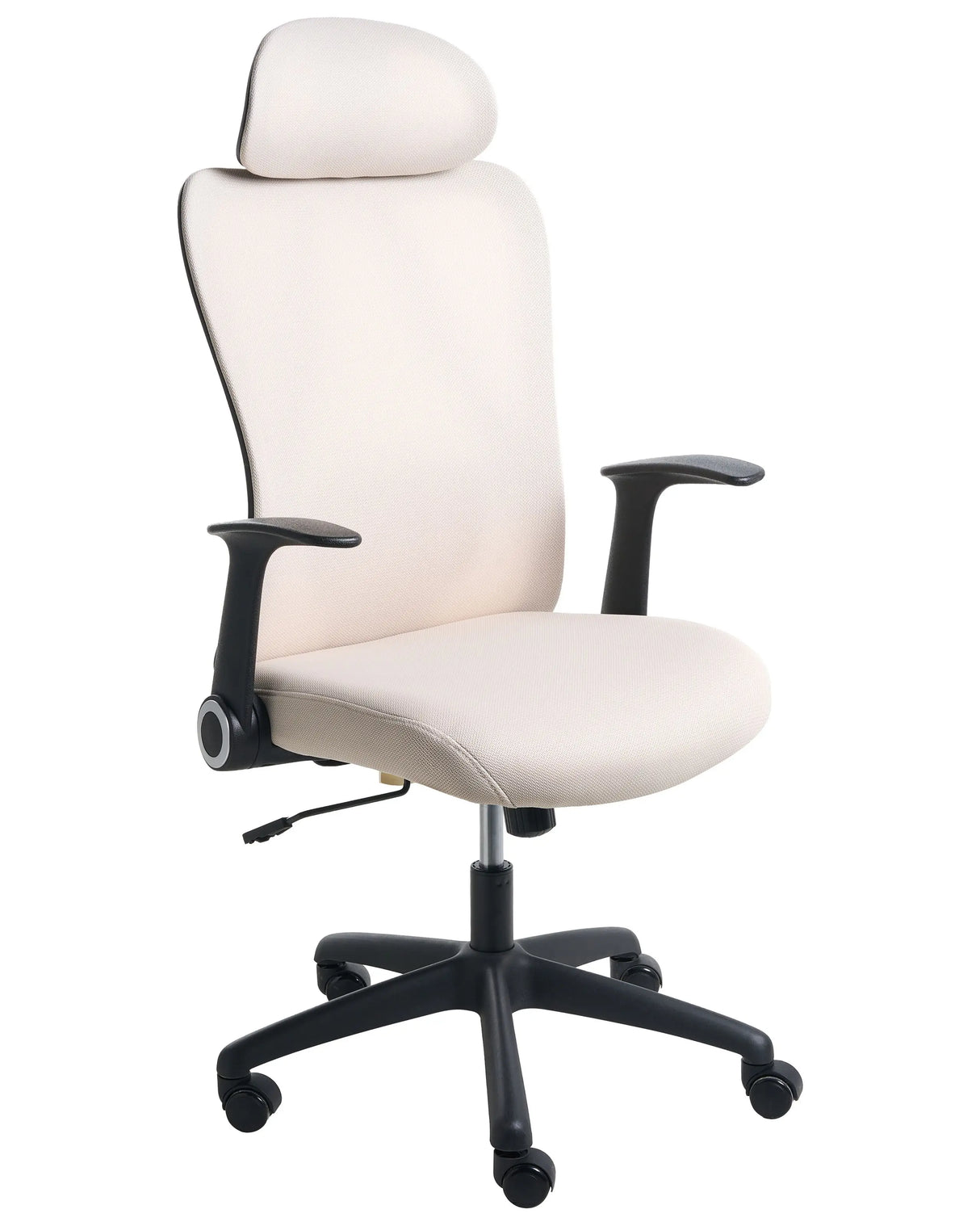 Office Chair Beige Fabric Upholstery Swivel Desk Computer Adjustable Headrest Flip Up Armrests Tilt Beliani