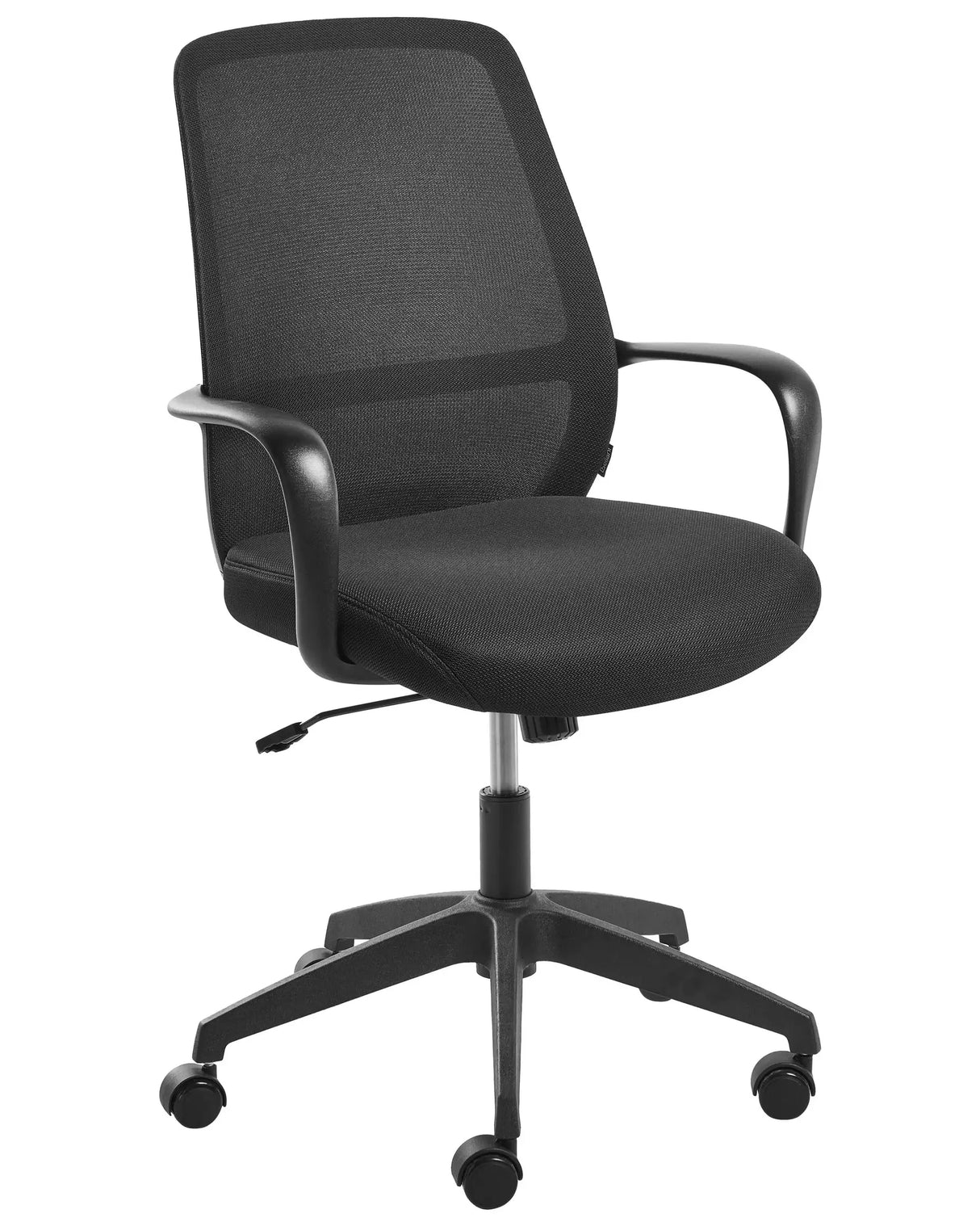 Office Chair Black Fabric Mesh Upholstery Swivel Desk Computer Adjustable Seat Reclining Backrest Beliani