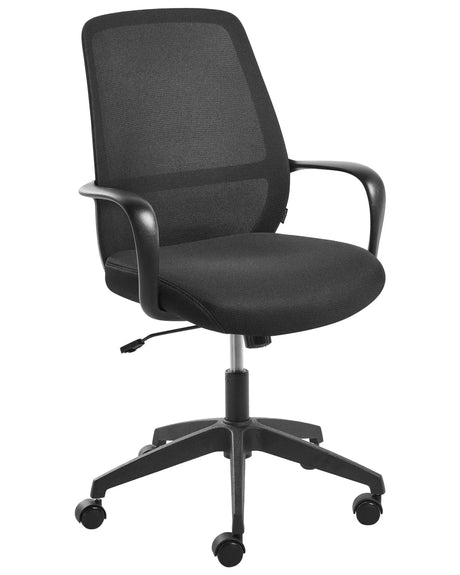 Office Chair Black Fabric Mesh Upholstery Swivel Desk Computer Adjustable Seat Reclining Backrest Beliani