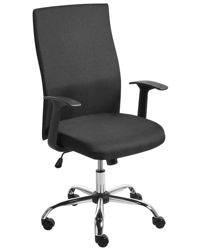 Office Chair Black Fabric Upholstery Swivel Desk Computer Adjustable Seat Reclining Backrest Beliani