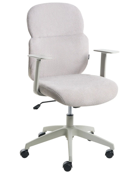 Office Chair Light Grey Fabric Upholstery Swivel Desk Computer Adjustable Height Tilt Beliani
