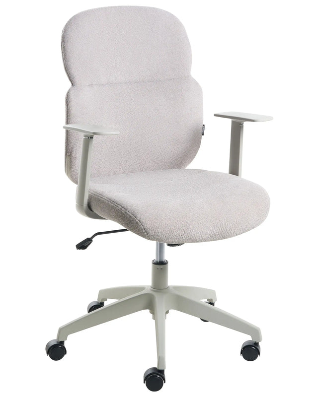 Office Chair Light Grey Fabric Upholstery Swivel Desk Computer Adjustable Height Tilt Beliani