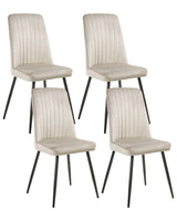Scandinavian Set of 4 Dining Chairs Beige Velvet Upholstery Black Iron Legs Armless Fabric Seat Modern Beliani
