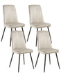 Scandinavian Set of 4 Dining Chairs Beige Velvet Upholstery Black Iron Legs Armless Fabric Seat Modern Beliani