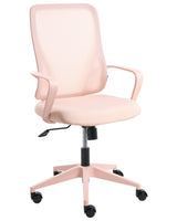 Office Chair Pastel Pink Fabric Mesh Upholstery Swivel Desk Computer Adjustable Seat Reclining Backrest Beliani