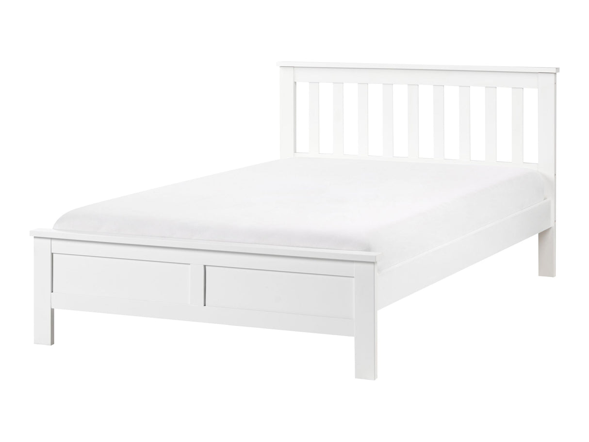 Bed Frame White Pine Wood EU Small Double Size 4ft Slatted Base Scandinavian Traditional Style Bedroom Beliani
