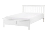 Bed Frame White Pine Wood EU Small Double Size 4ft Slatted Base Scandinavian Traditional Style Bedroom Beliani