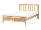 Bed Frame Light Brown Pine Wood EU Small Double Size 4ft Slatted Base Scandinavian Traditional Style Bedroom Beliani