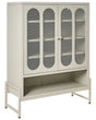 2 Door Sideboard Beige Cashmere Steel Oval Perforated Doors 5 Shelves Ventilation Slots Leg Caps Home Office Furniture Industrial Design Beliani