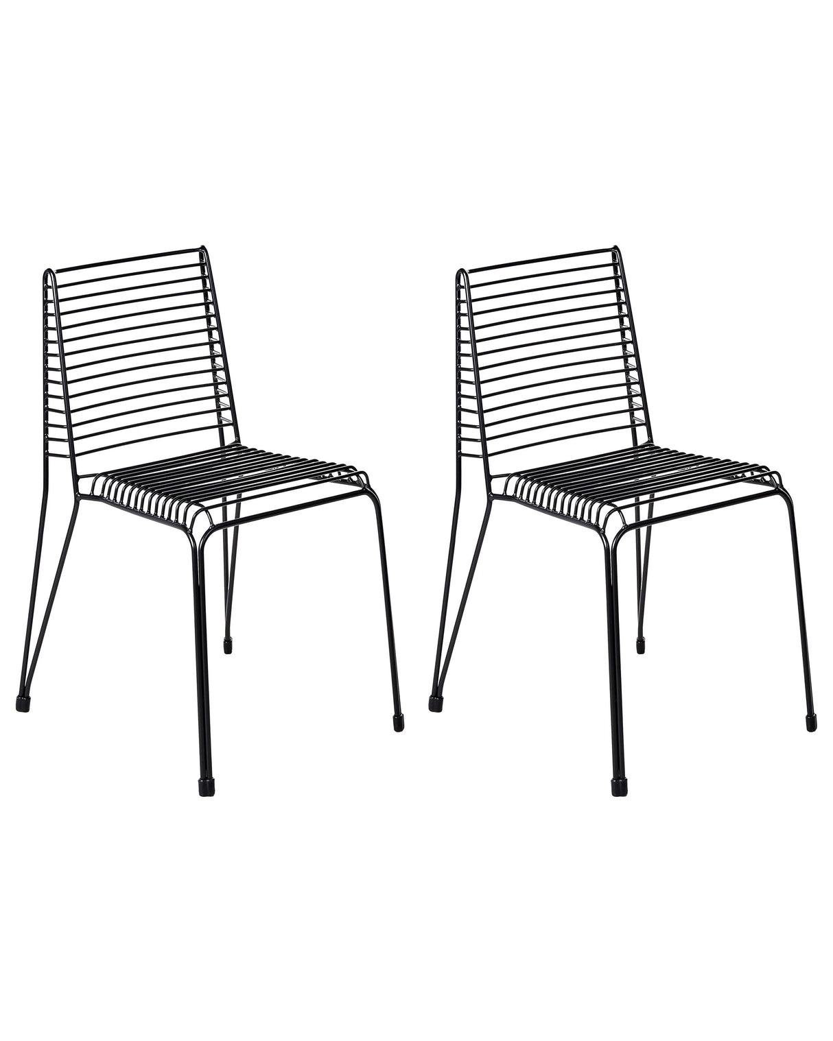 Set of 2 Garden Chairs Black Steel Frame Stackable Outdoor Patio Modern Beliani