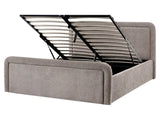 Ottoman Bed Taupe Fabric Upholstery EU King Size Headboard Lift-Up Storage Function Scandi Beliani