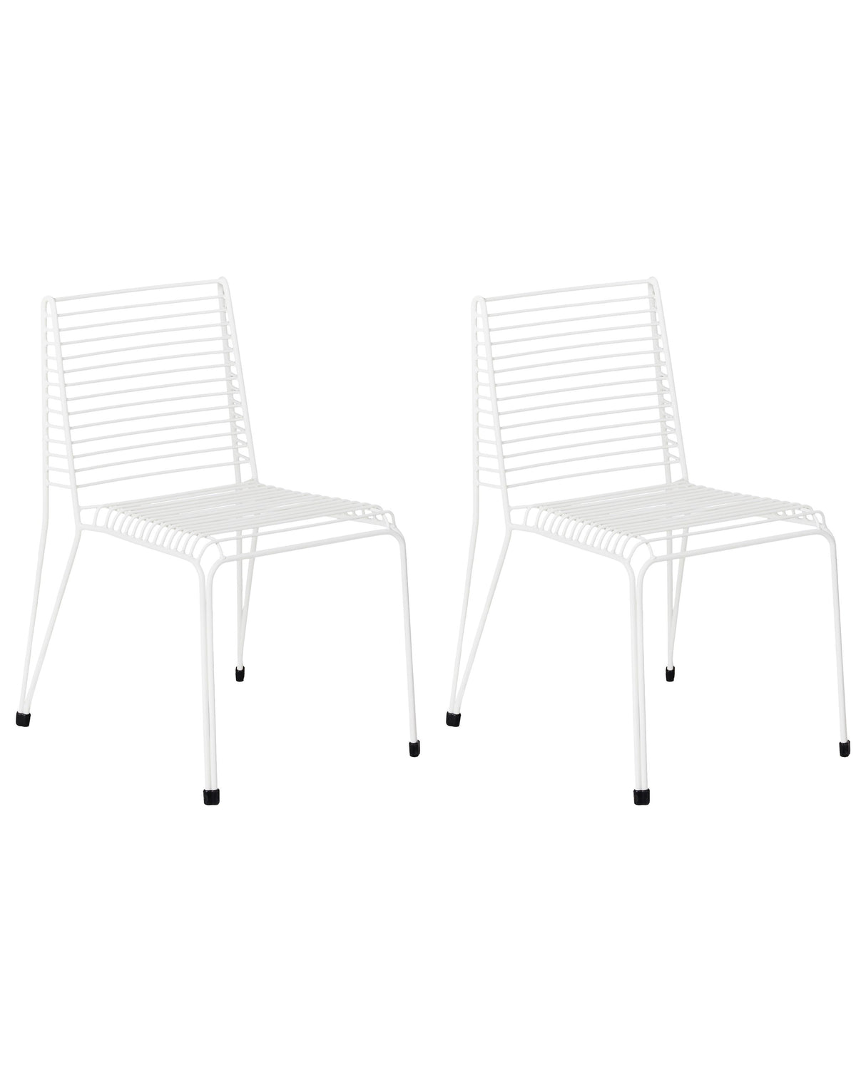 Set of 2 Garden Chairs White Steel Frame Stackable Outdoor Patio Modern Beliani