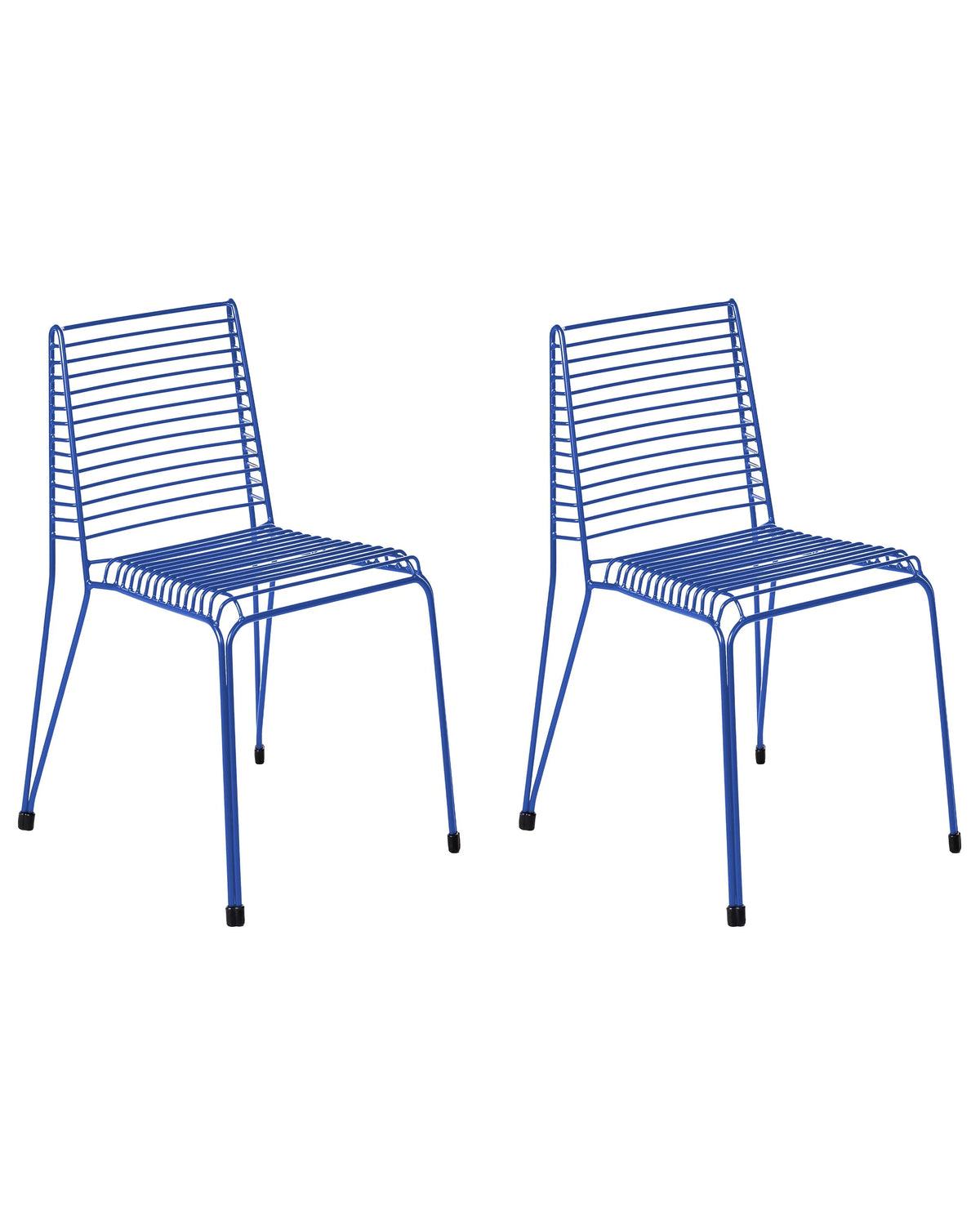 Set of 2 Garden Chairs Blue Steel Frame Stackable Outdoor Patio Modern Beliani