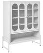 2 Door Sideboard White Steel Oval Perforated Doors 5 Shelves Ventilation Slots Leg Caps Home Office Furniture Industrial Design Beliani