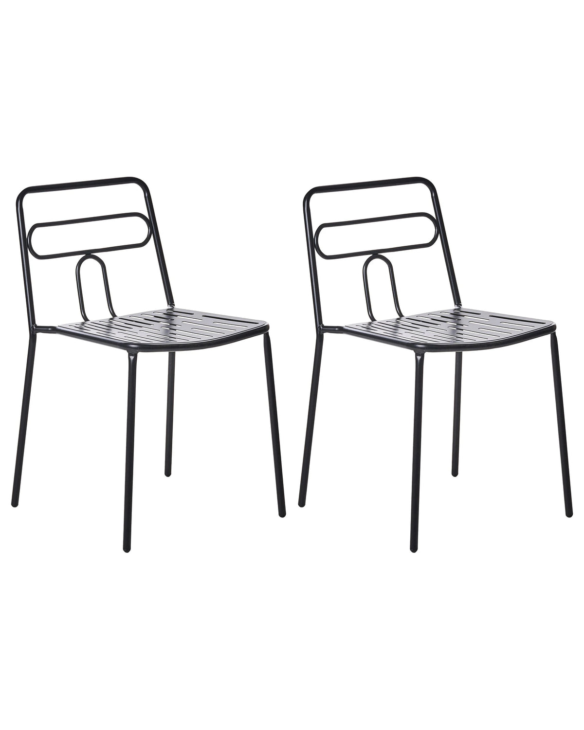 Set of 2 Garden Chairs Black Steel Frame Stackable Outdoor Patio Modern Beliani