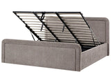 Ottoman Bed Taupe Fabric Upholstery EU Super King Size Headboard Lift-Up Storage Function Scandi Beliani