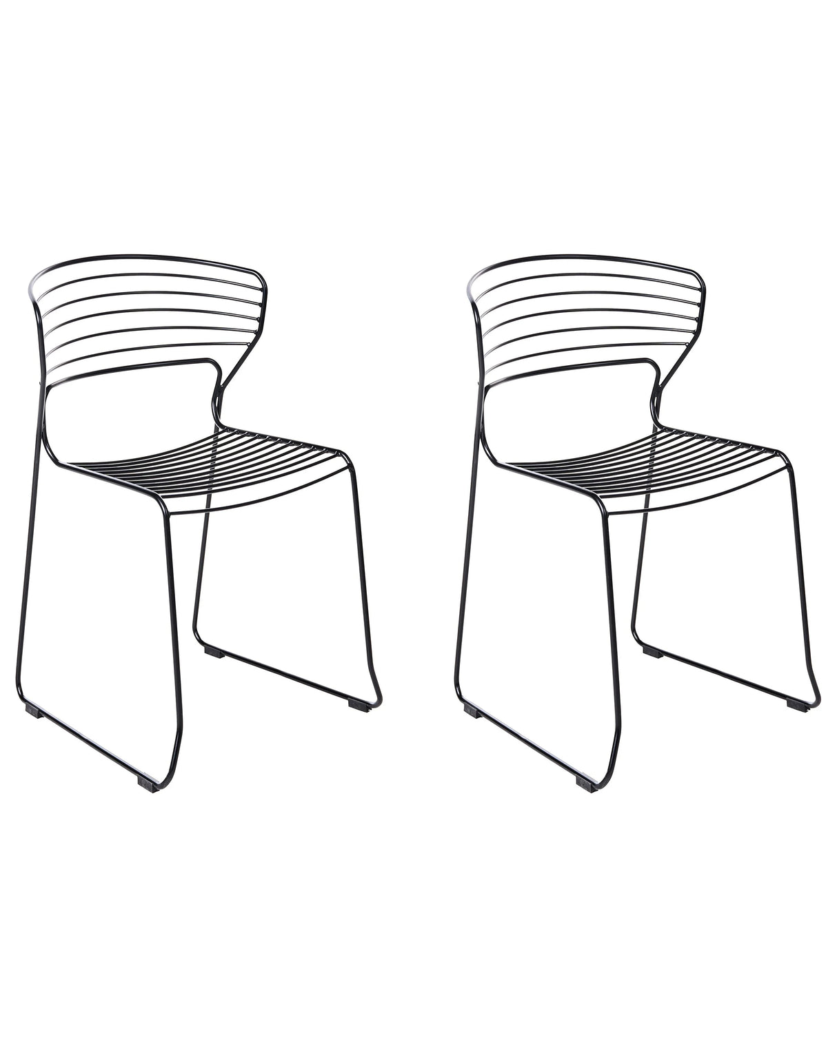 Set of 2 Garden Chairs Black Steel Frame Stackable Outdoor Patio Modern Beliani