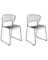 Set of 2 Garden Chairs Black Steel Frame Stackable Outdoor Patio Modern Beliani