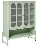 2 Door Sideboard Mint Green Steel Oval Perforated Doors 5 Shelves Ventilation Slots Leg Caps Home Office Furniture Industrial Design Beliani