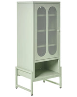1 Door Sideboard Mint Green Steel Oval Perforated Doors 5 Shelves Ventilation Slots Leg Caps Home Office Furniture Industrial Design Beliani