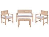 Garden Lounge Set Grey Certified Acacia Wood Fabric 4 Seater with Coffee Table Sofa 2 Chairs Removable Cover Cushions Water and UV Resistant Beliani