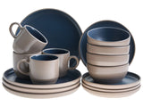 16-Piece Dinnerware Set Beige and Blue Stoneware Elegant Kitchen Dining Room Color Glaze Finish For 4 People Beliani