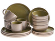 16-Piece Dinnerware Set Beige and Green Stoneware Elegant Kitchen Dining Room Color Glaze Finish For 4 People Beliani