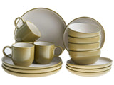 16-Piece Dinnerware Set Green Stoneware Elegant Kitchen Dining Room Color Glaze Finish For 4 People Beliani