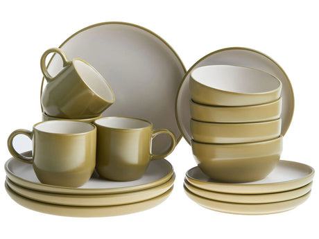 16-Piece Dinnerware Set Green Stoneware Elegant Kitchen Dining Room Color Glaze Finish For 4 People Beliani