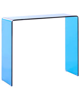 Console Table Blue Transparent Glass 90 x 30 cm Rectangular Minimalist Beliani