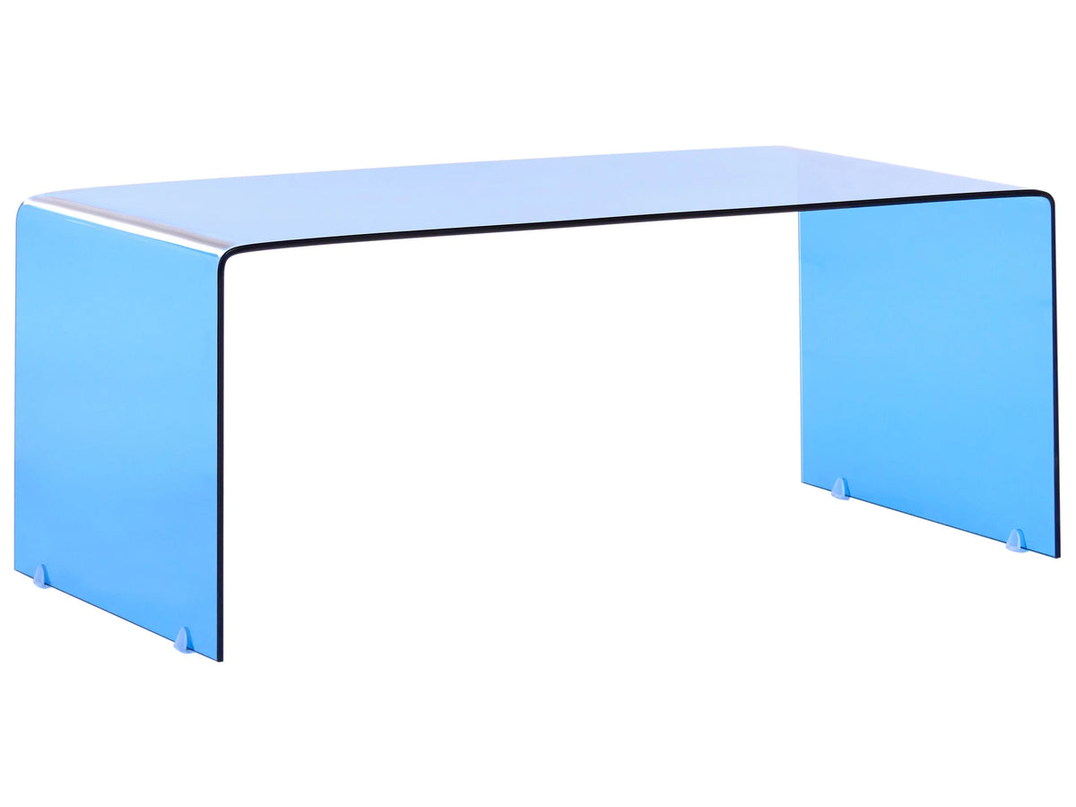 Glass Coffee Table Blue Semi-Transparent Finish 100 x 50 cm Rectangular Minimalist Beliani