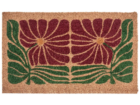 Doormat Multicolour Coir with Anti-Slip Bottom 45 x 75cm Anti Slip Decoration Floral Pattern Welcome Mat Beliani
