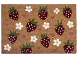 Doormat Multicolour Coir with Anti-Slip Bottom 40 x 60 cm Anti Slip Decoration StrawberryPattern Welcome Mat Beliani