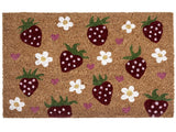 Doormat Multicolour Coir with Anti-Slip Bottom 45 x 75 cm Anti Slip Decoration StrawberryPattern Welcome Mat Beliani