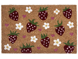 Doormat Multicolour Coir with Anti-Slip Bottom 50 x 80 cm Anti Slip Decoration StrawberryPattern Welcome Mat Beliani