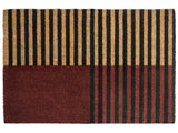 Doormat Brown and Beige Coir with Anti-Slip Bottom 40 x 60 cm Anti Slip Decoration Striped Pattern Welcome Mat Beliani