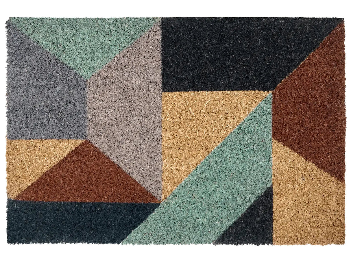Doormat Multicolour Coir with Anti-Slip Bottom 40 x 60 cm Anti Slip Decoration Geometric Pattern Welcome Mat Beliani