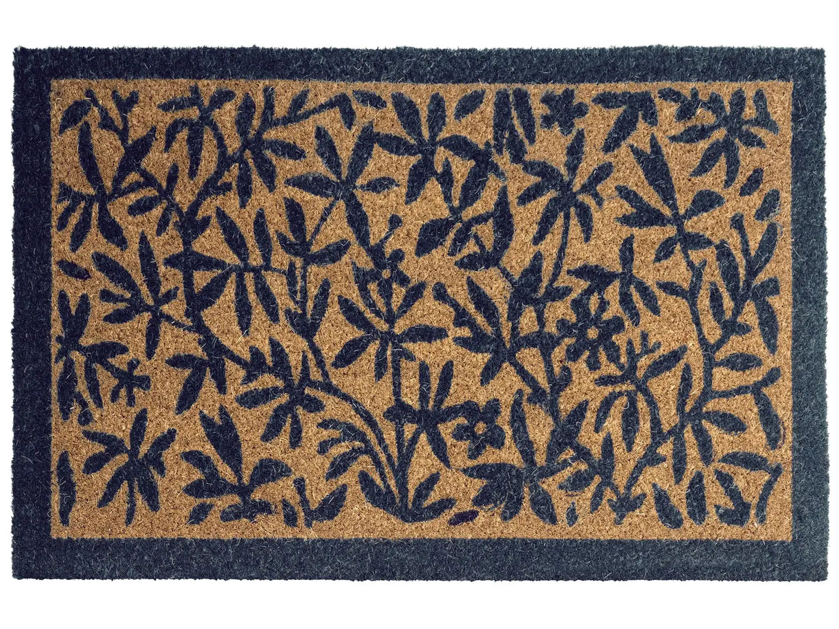 Doormat Natural Coir with Anti-Slip Bottom 40 x 60 cm Anti Slip Decoration Leaves Pattern Welcome Mat Beliani