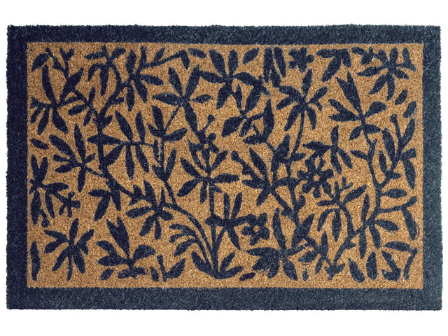 Doormat Natural Coir with Anti-Slip Bottom 40 x 60 cm Anti Slip Decoration Leaves Pattern Welcome Mat Beliani