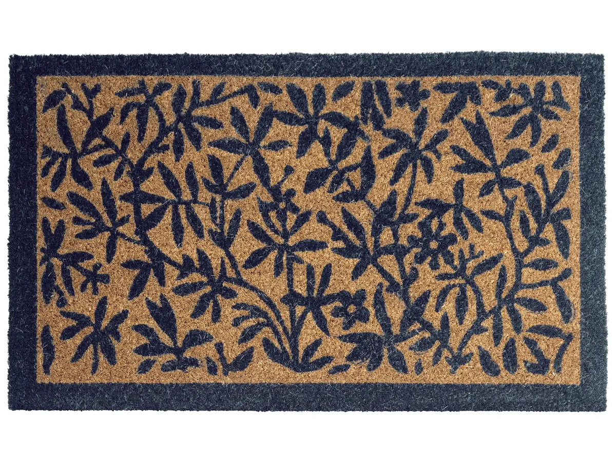 Doormat Natural Coir with Anti-Slip Bottom 45 x 75 cm Anti Slip Decoration Leaves Pattern Welcome Mat Beliani