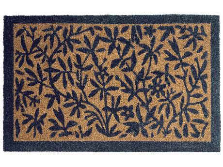 Doormat Natural Coir with Anti-Slip Bottom 50 x 80 cm Anti Slip Decoration Leaves Pattern Welcome Mat Beliani