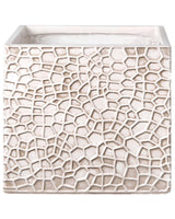 Flower Pot Light Beige Fibre Clay Indoor and Outdoor Planter Square 42 x 42 x 38 cm Decorative Accent Modern Design Living Room Garden Beliani