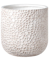 Flower Pot Light Beige Fibre Clay Indoor and Outdoor Planter Round 43 x 43 x 42 cm Decorative Accent Modern Design Living Room Garden Beliani