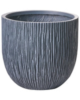 Flower Pot Grey Fibre Clay Indoor and Outdoor Planter Round 42 x 42 x 39 cm Decorative Fluting Modern Design Living Room Garden Beliani