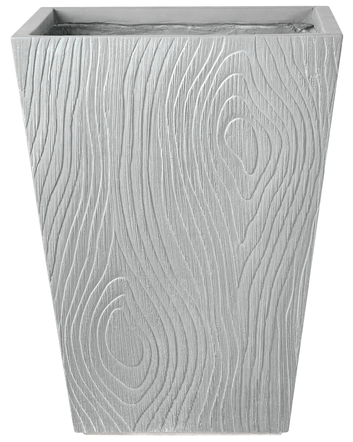 Flower Pot Grey Fibre Clay Indoor and Outdoor Planter Square 42 x 42 x 50 cm Decorative Fluting Modern Design Living Room Garden Beliani