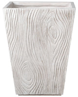 Flower Pot Light Beige Fibre Clay Indoor and Outdoor Planter Square 42 x 42 x 50 cm Decorative Fluting Modern Design Living Room Garden Beliani