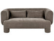3 Seater Sofa Brown Fabric Upholstery Plush Texture Cylindrical Legs Organic Style Beliani