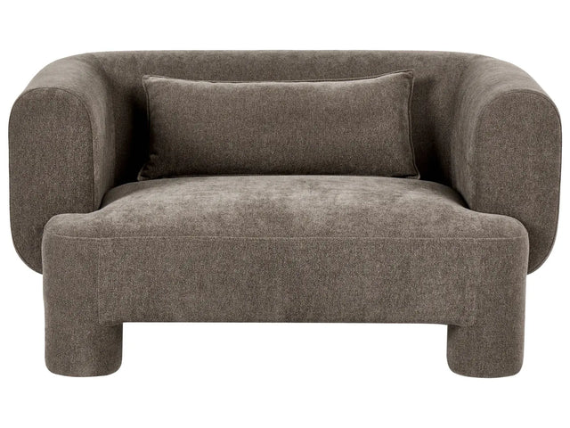 2 Seater Sofa Brown Fabric Upholstery Plush Texture Cylindrical Legs Organic Style Beliani