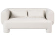 3 Seater Sofa White Fabric Upholstery Plush Texture Cylindrical Legs Organic Style Beliani